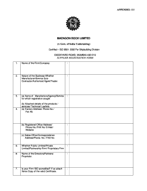 Mazagon Dock Vendor Registration  Form