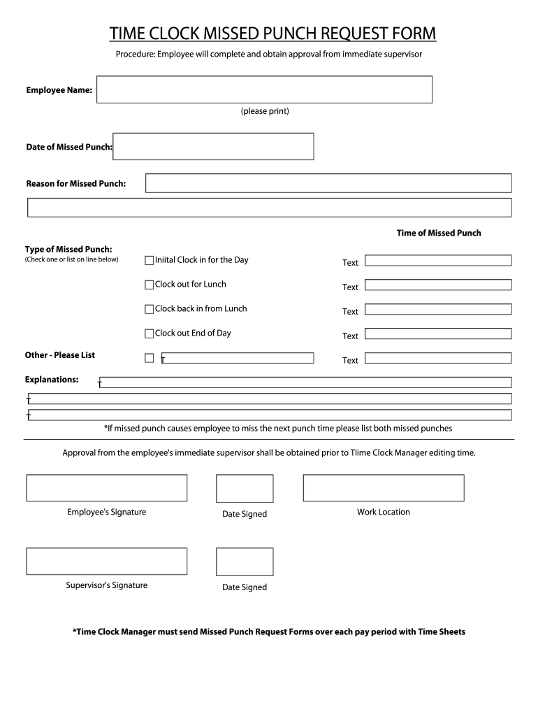 Missed Punch Form Template