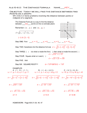 Distance Formula Notes PDF
