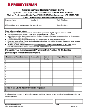 Presbyterian Mileage Reimbursement Form