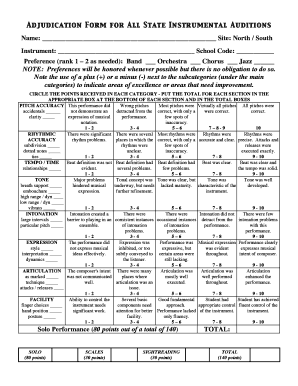 Adjudication Form for All State Instrumental Auditions Name