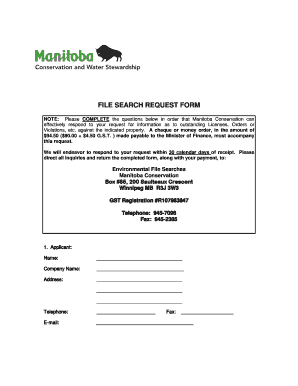 Manitoba Conservation File Search Request Form