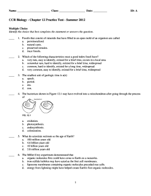 Chapter 12 Biology Test  Form