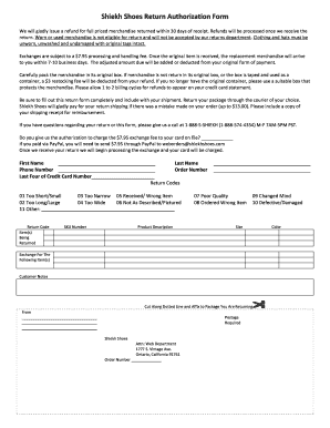 Shiekh Return Policy  Form