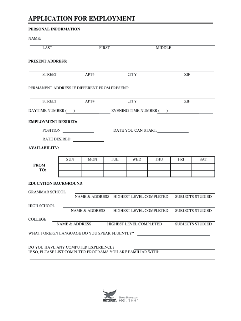 Shiekh Careers  Form