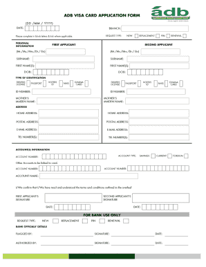 Adb Visa Card  Form