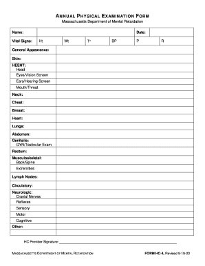 Annual Physical Exam Form