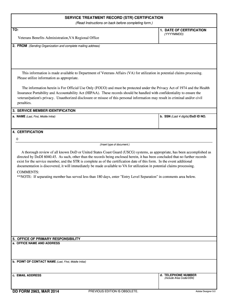  Dd Form 2963 2014-2024