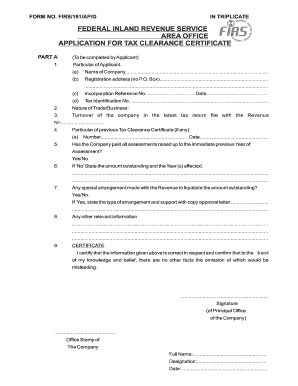 Firs Tax Clearance Slip  Form