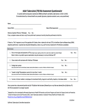 Tuberculosis Risk Assessment Form