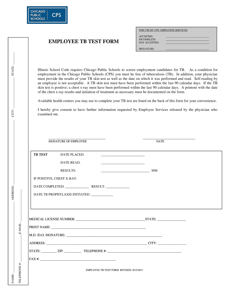  Chicago Public Schools Drug Test Form 2011-2024