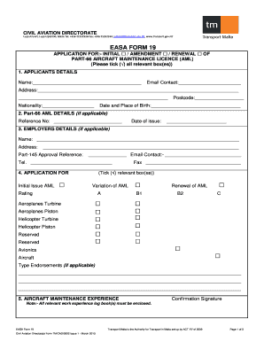 Easa Form 19