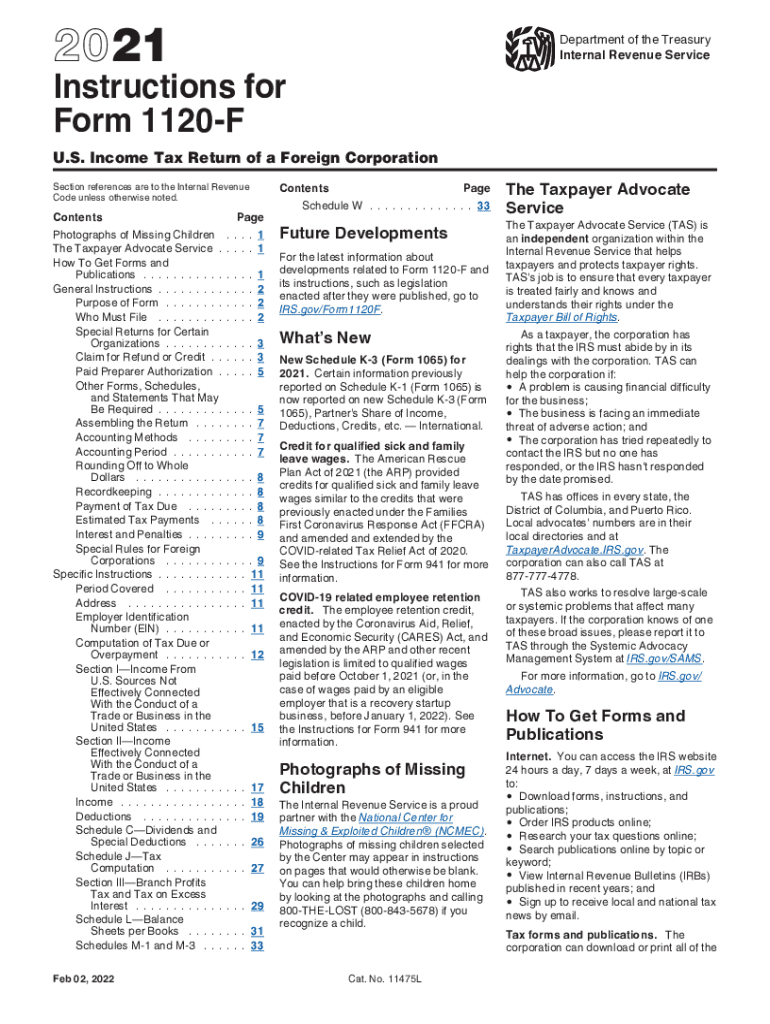 Instructions 1120 F Form