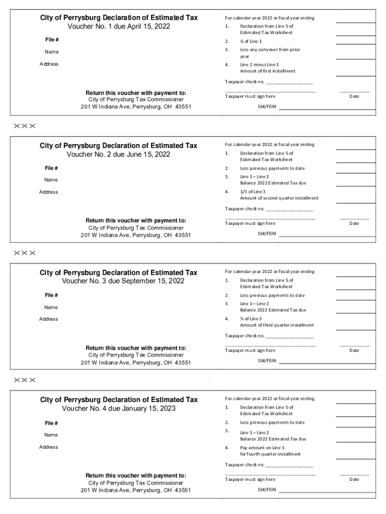  Www SignNow Comfill and Sign PDF Form76952City of Perrysburg Declaration of Estimated Tax Fill Out 2022-2024