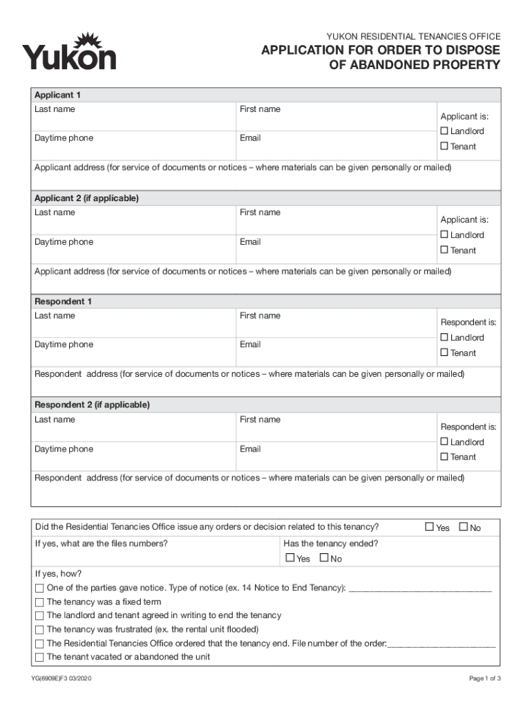 Canada for Abandoned Property  Form