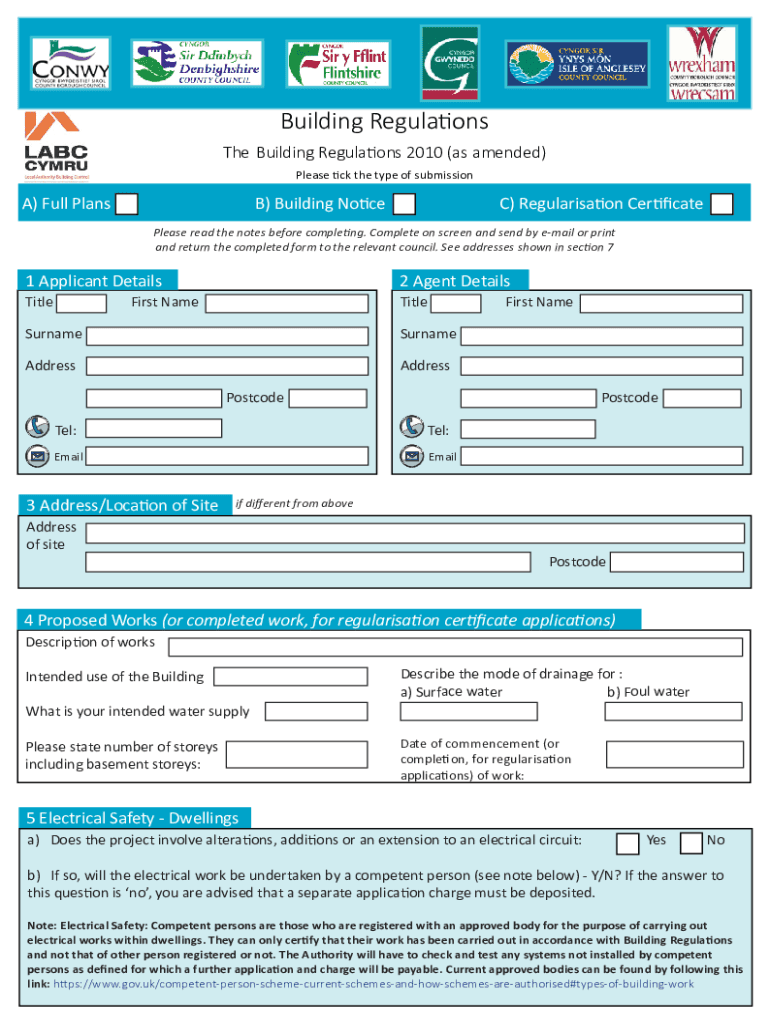 United Kingdom Building Regulations  Form