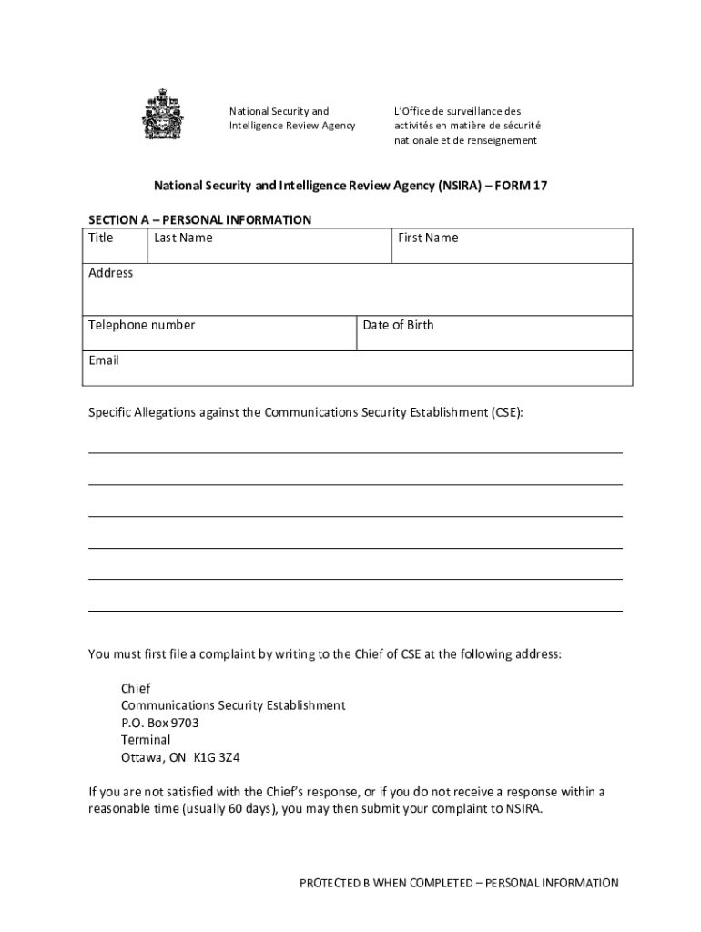 Canada Communications Security Establishment  Form