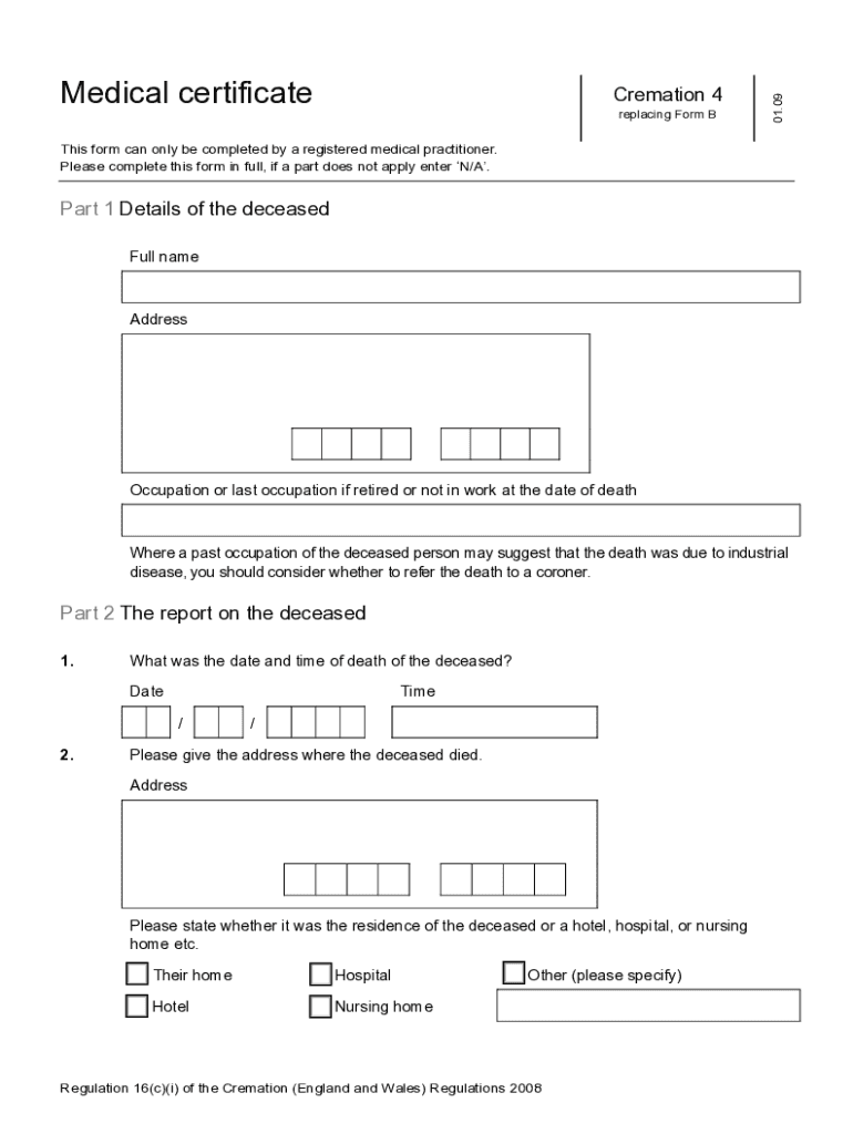 Uk Cremation Form 4