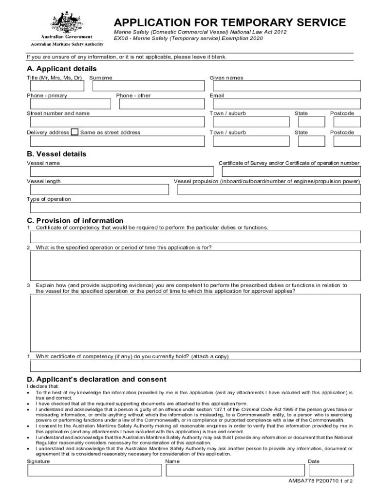 Australia Maritime Safety Authority  Form