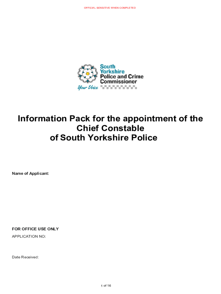 South Yorkshire Chief Constable  Form