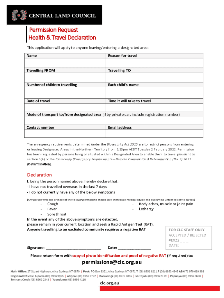 travel request form australia