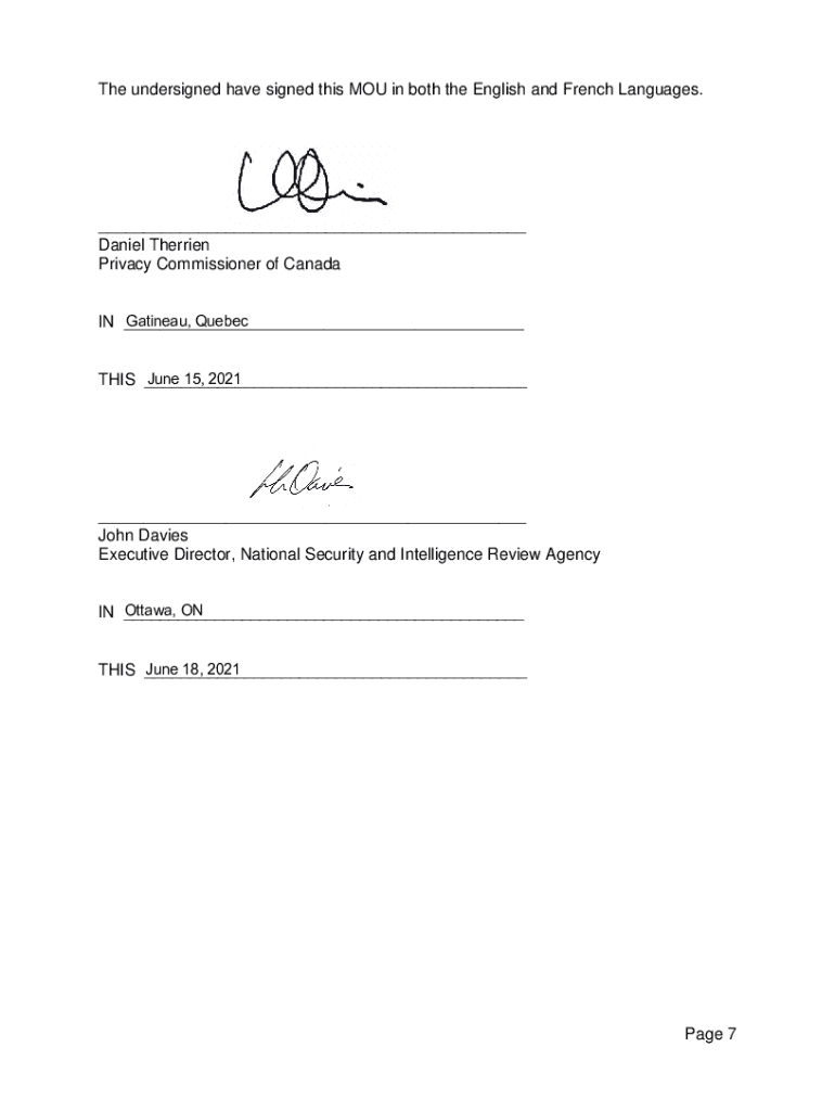 CASL Memorandum of Understanding Office of the Privacy  Form