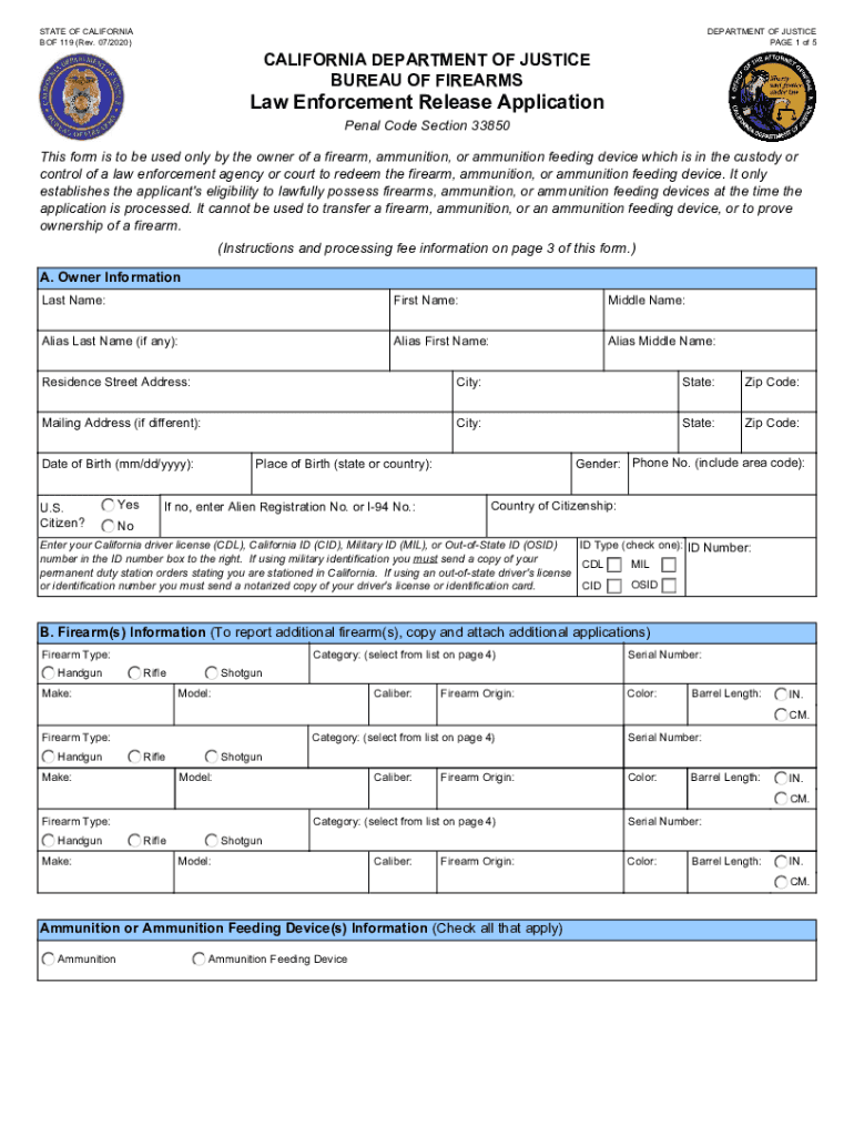  Oag Ca GovfirearmsformsForms and PublicationsState of California Department of 2020-2024