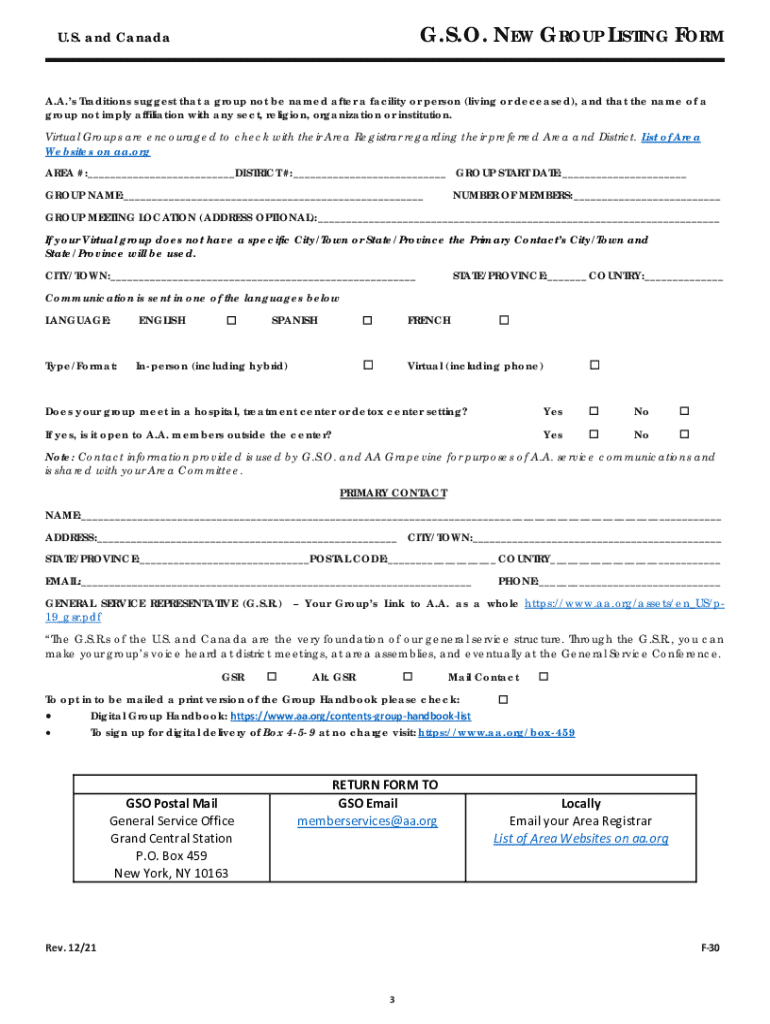  US and Canada F 30 Form 2021-2024