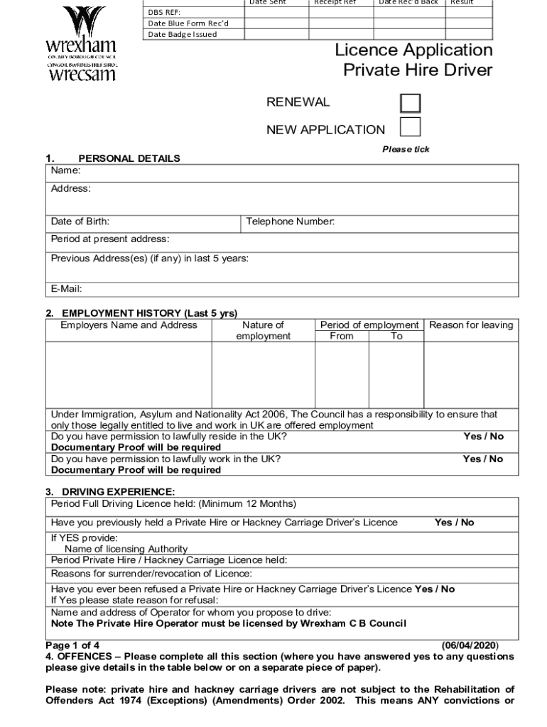 Application Private Hire Driver  Form