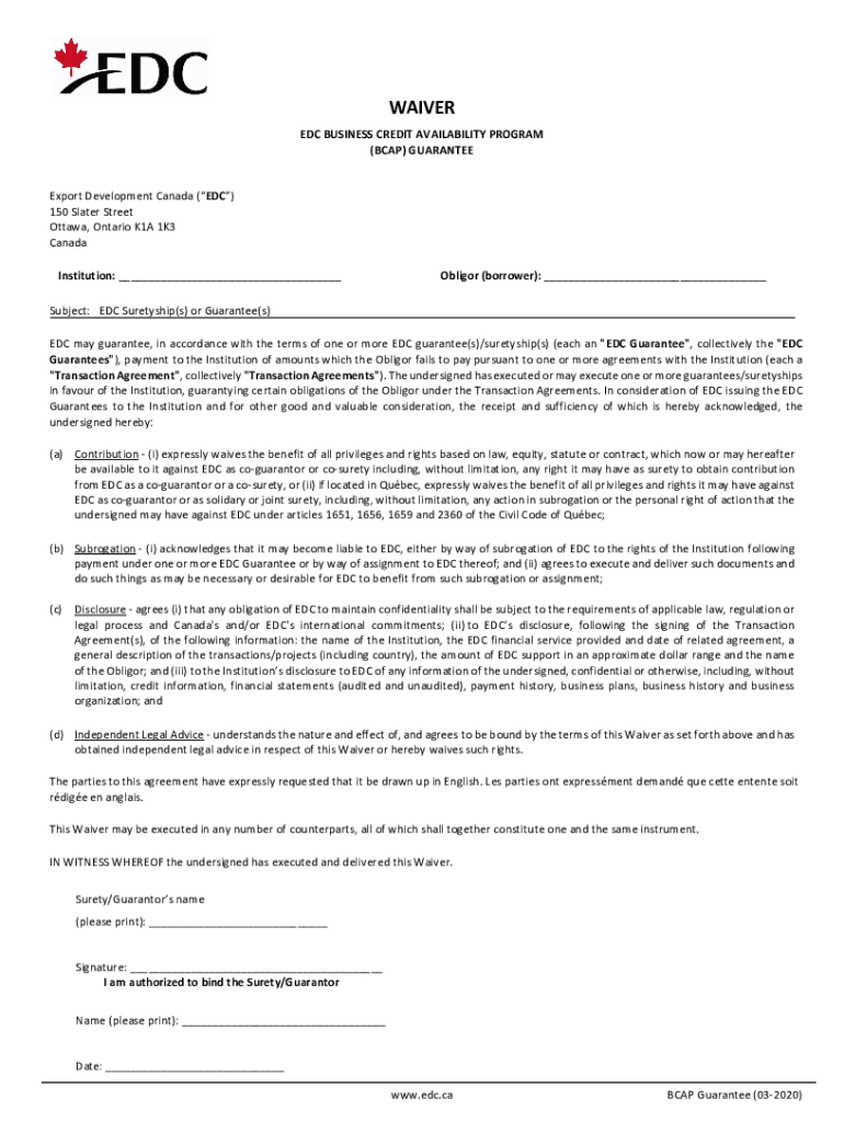 Business Credit Availability Program BCAPWB Central  Form