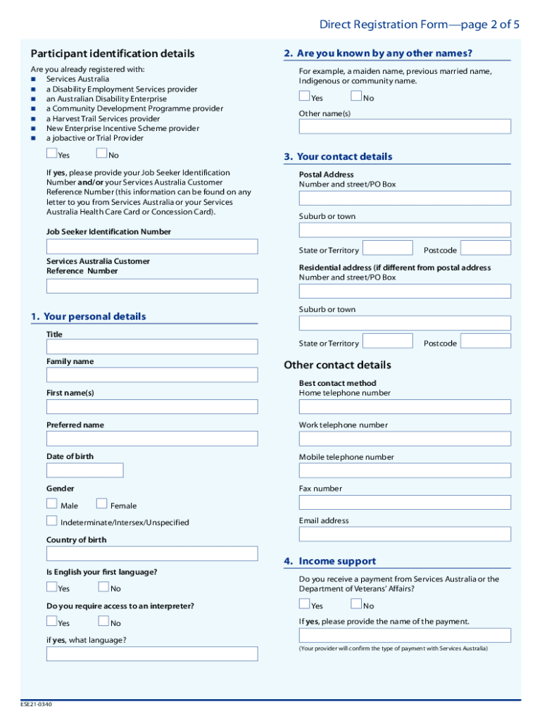 Australian Government Jobactive Direct Registration Form
