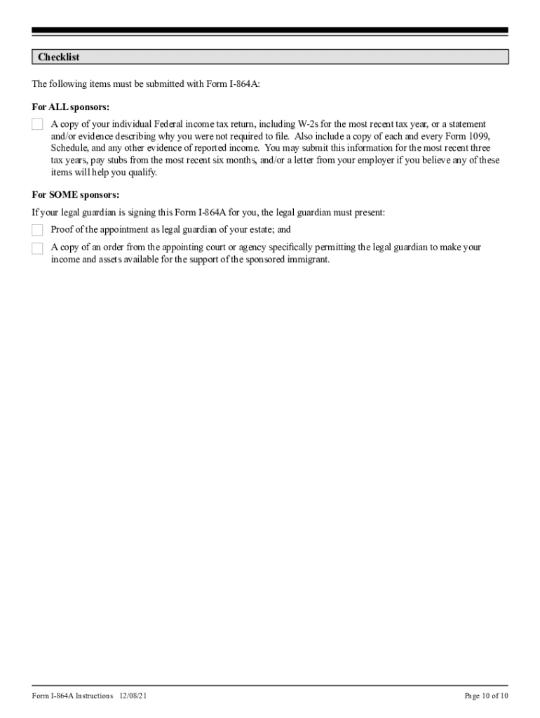  Form I 864A, Contract between Sponsor and Household Member Instructions for Contract between Sponsor AndHousehold Member 2021