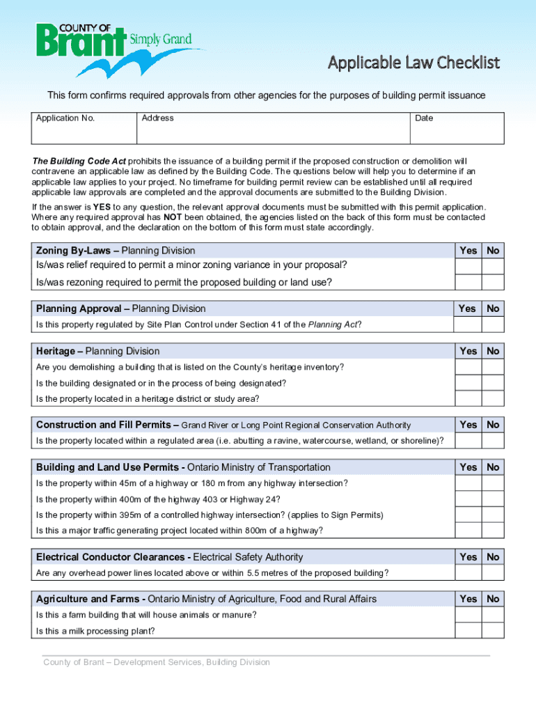 Applicable Law Checklist Brant  Form
