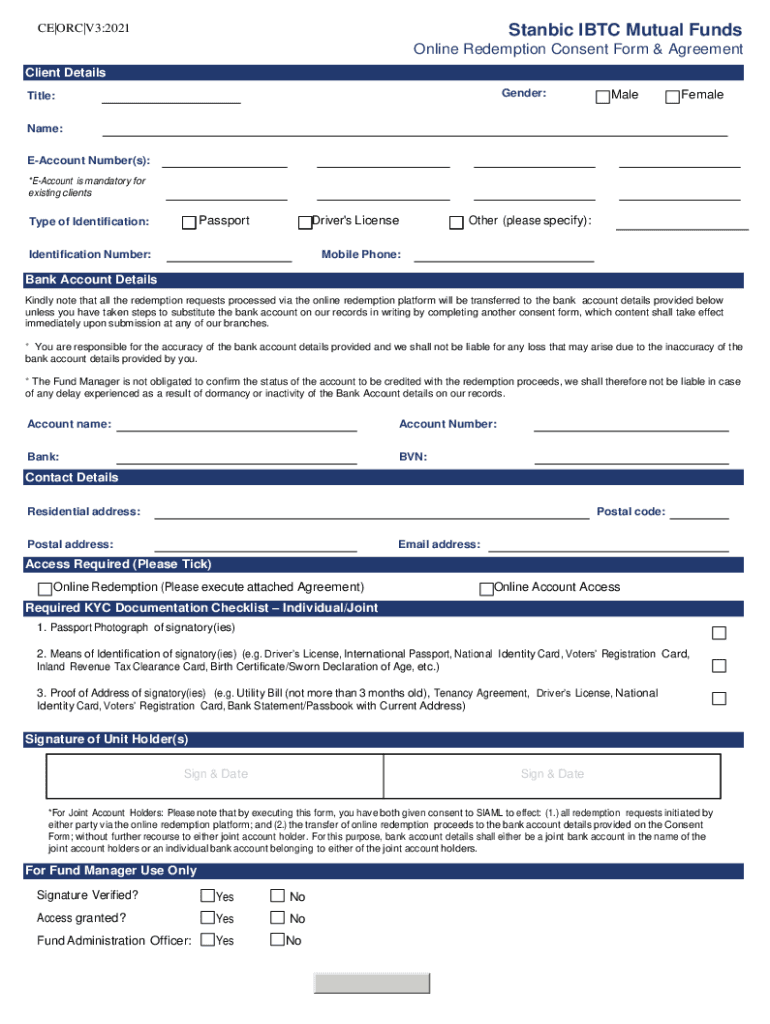 Redemption Form Stanbicibtcbank Com