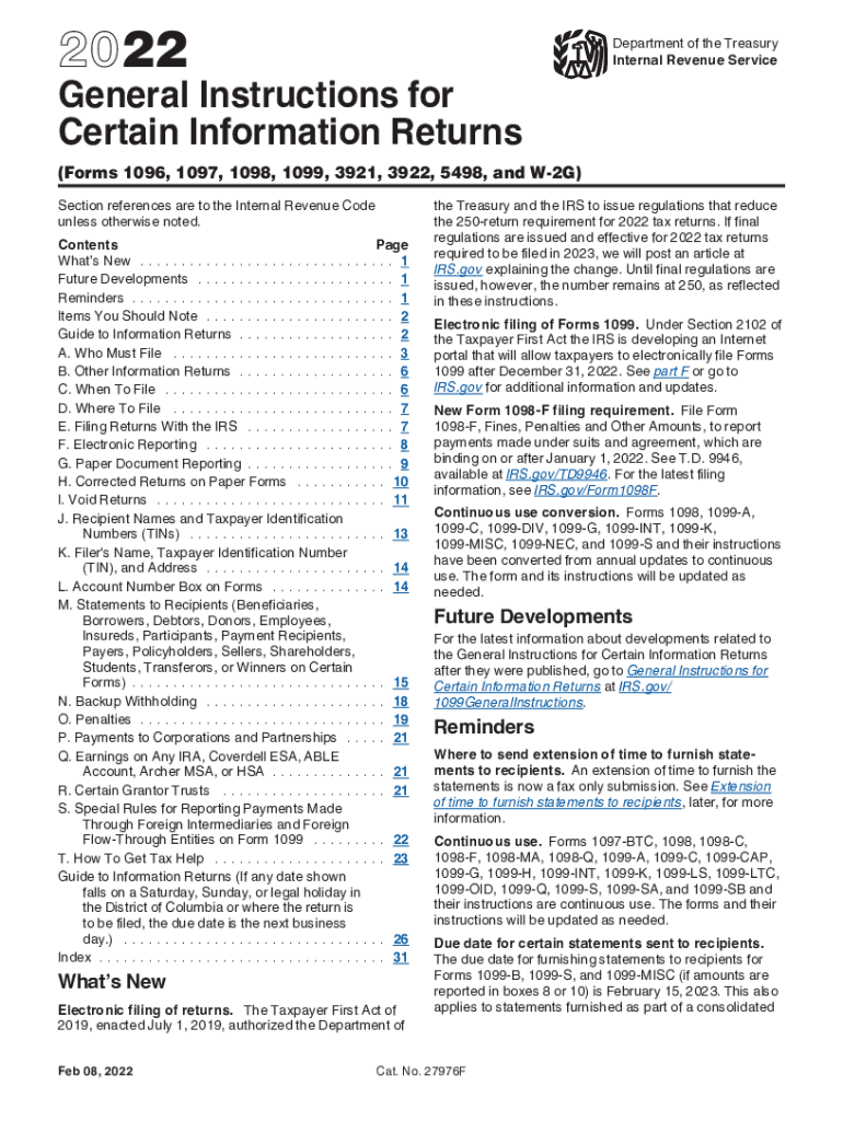 General Instructions for Certain IRS Tax Forms 2022