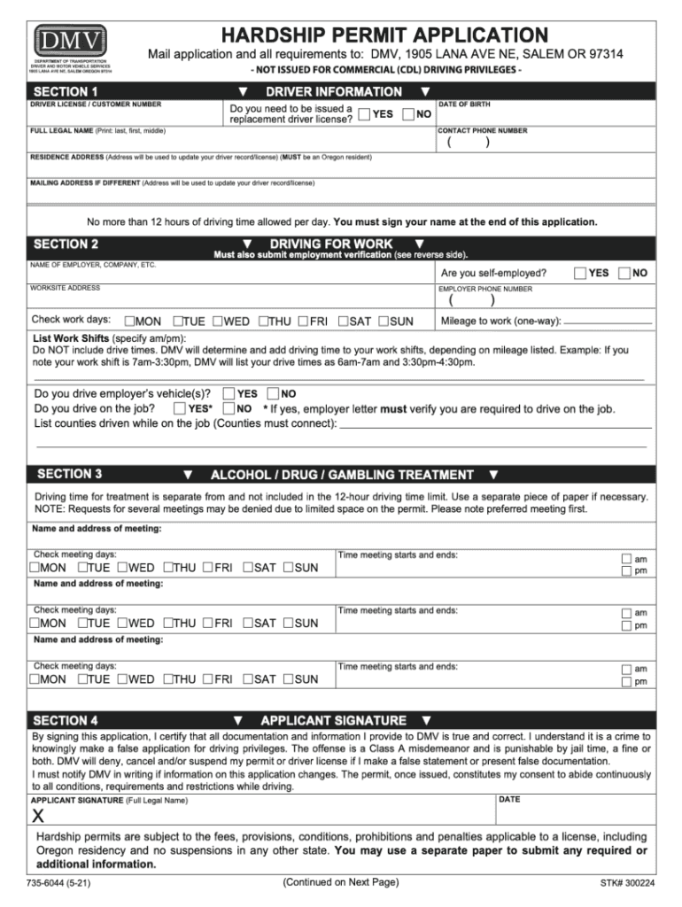  Oregon Dmv Hardship Application 2021