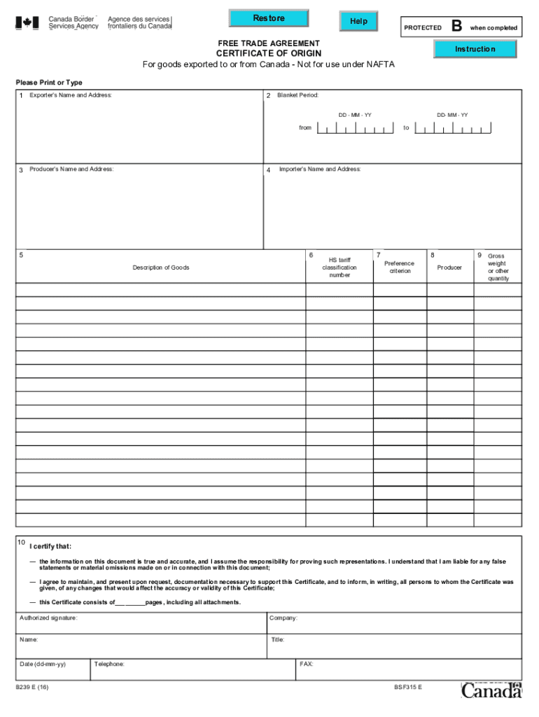 Canada Border Services Agency  Form