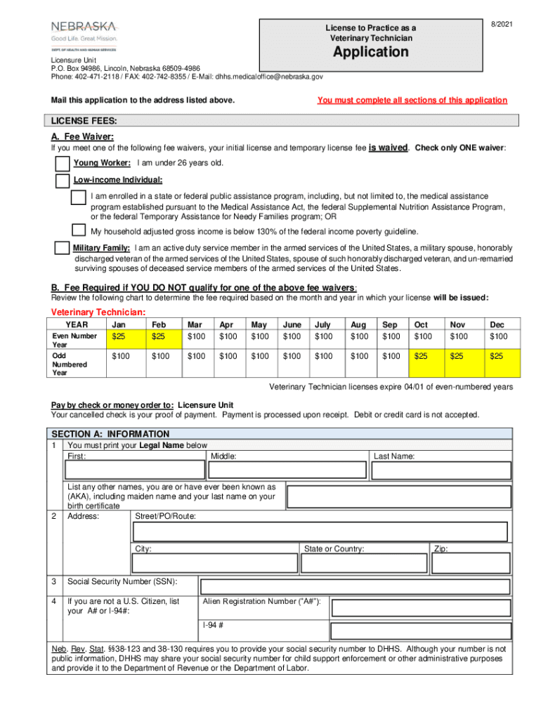 Nebraska Application Information Veterinary Medicine and