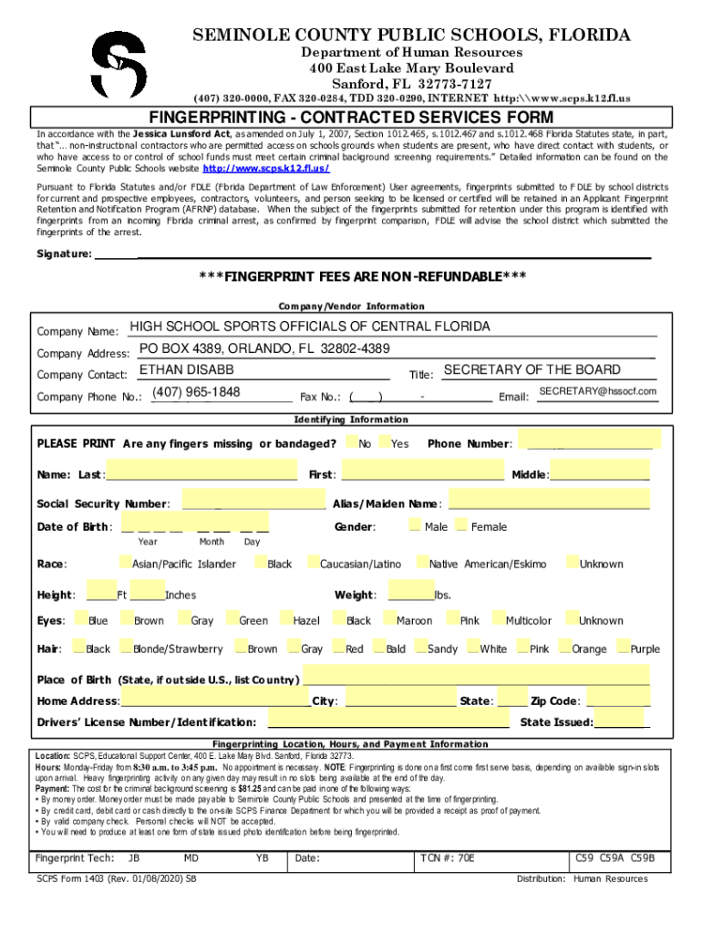 SEMINOLE COUNTY PUBLIC SCHOOLS, FLORIDA Department of  Form