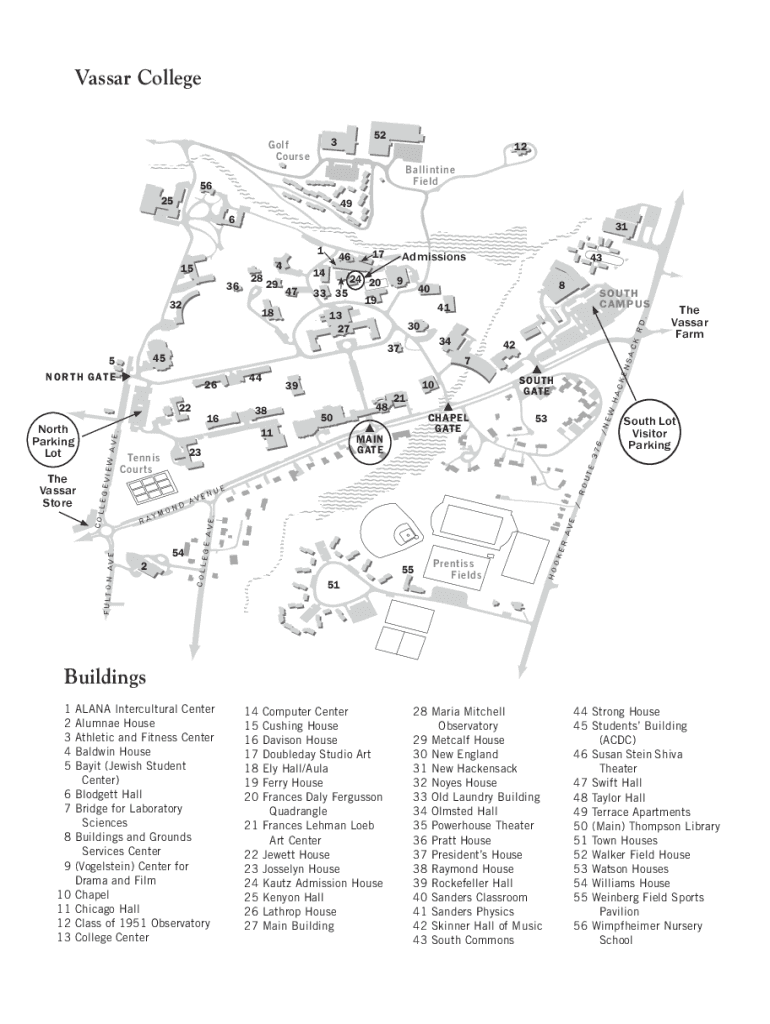 Campus Map PDF Vassar College  Form