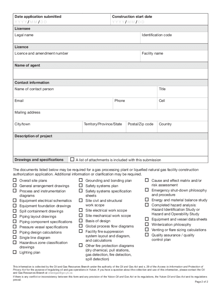 CONSTRUCTION AUTHORIZATION APPLICATION  Form