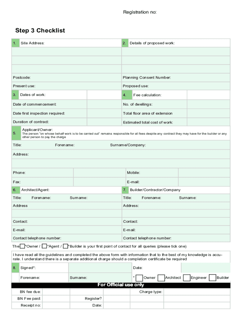 Application Form for a Building Notice