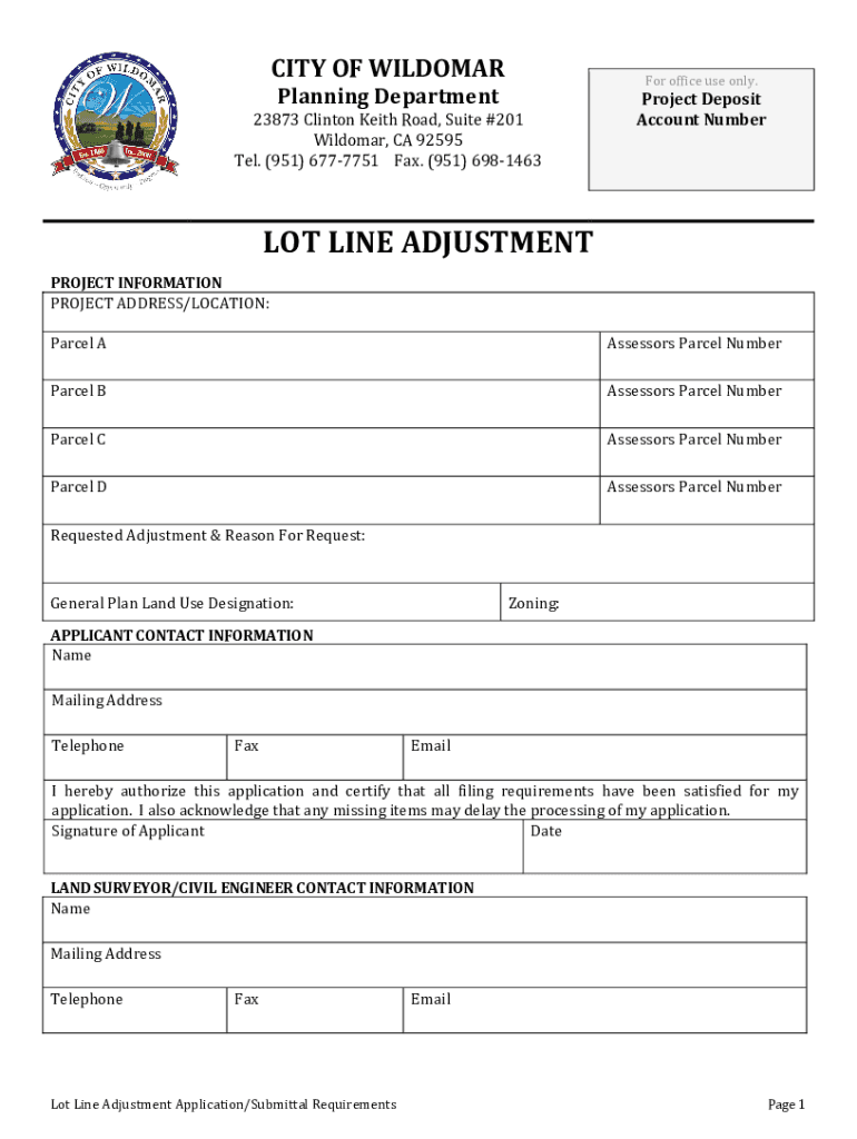 Ca Lot Line Adjustment  Form