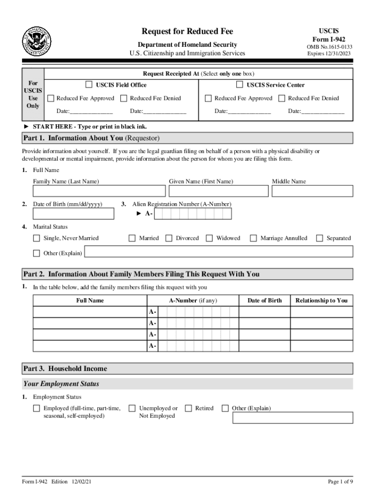 Fillable Online Form I 942 Fax Email Print pdfFiller