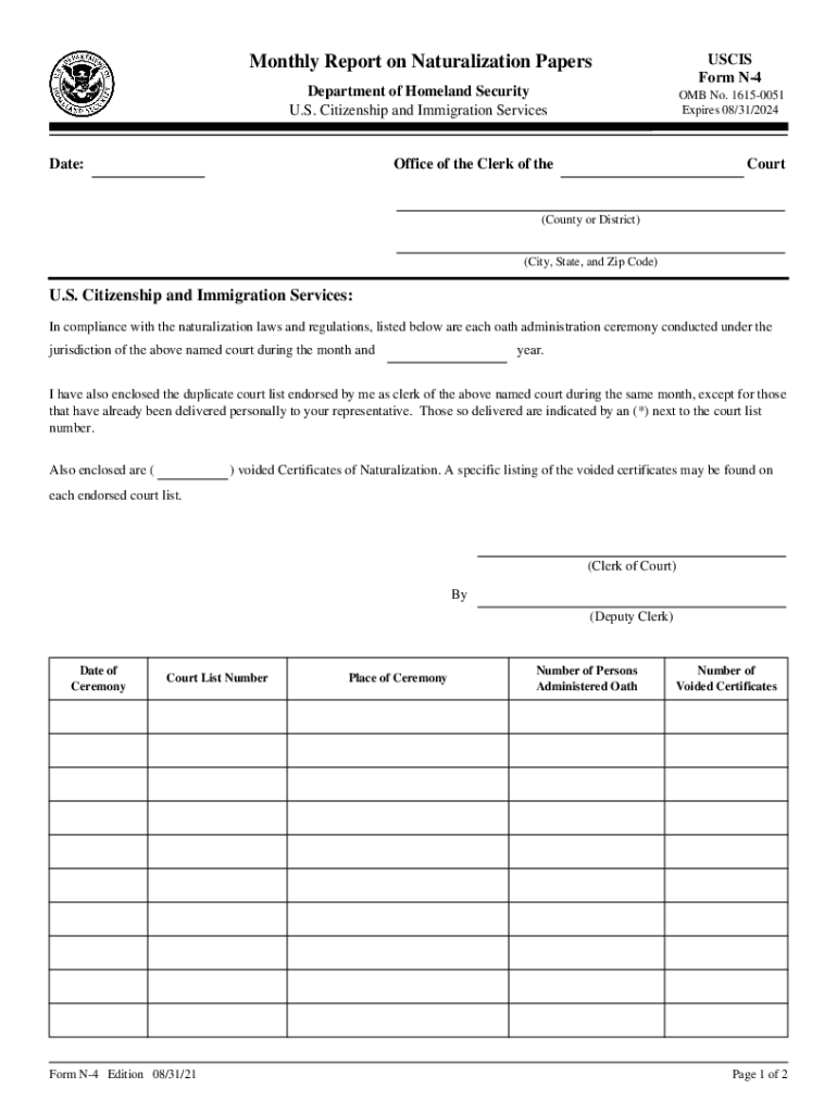 Fillable Online Form N 4 USCIS Fax Email Print pdfFiller