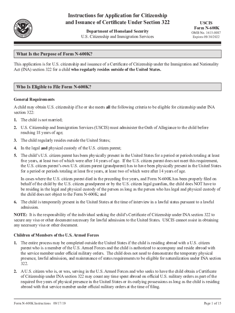 Instructions for Application for Citizenship and Issuance  Form