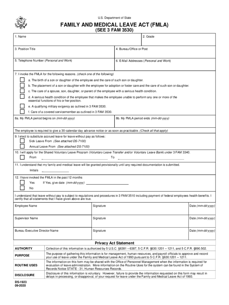 State Family Medical Leave Act  Form