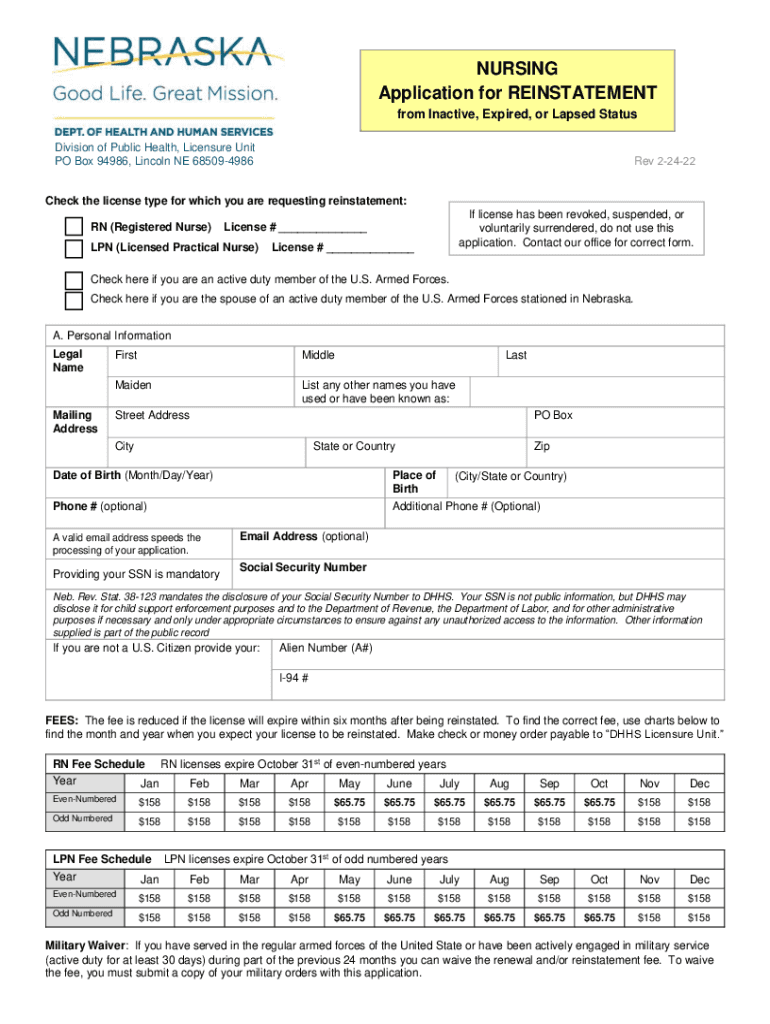 From Inactive, Expired, or Lapsed Status INSTRUCTIONS  Form