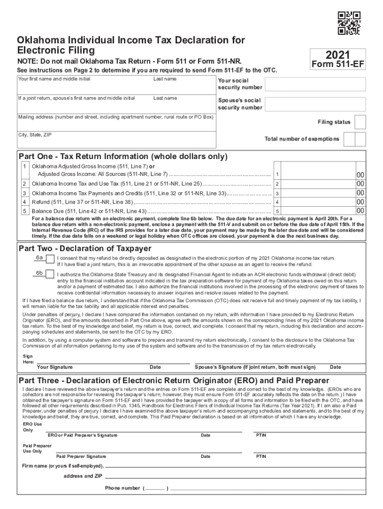 Www SignNow Comfill and Sign PDF Form113901Oklahoma Form EF Oklahoma Income Tax Declaration for Fill