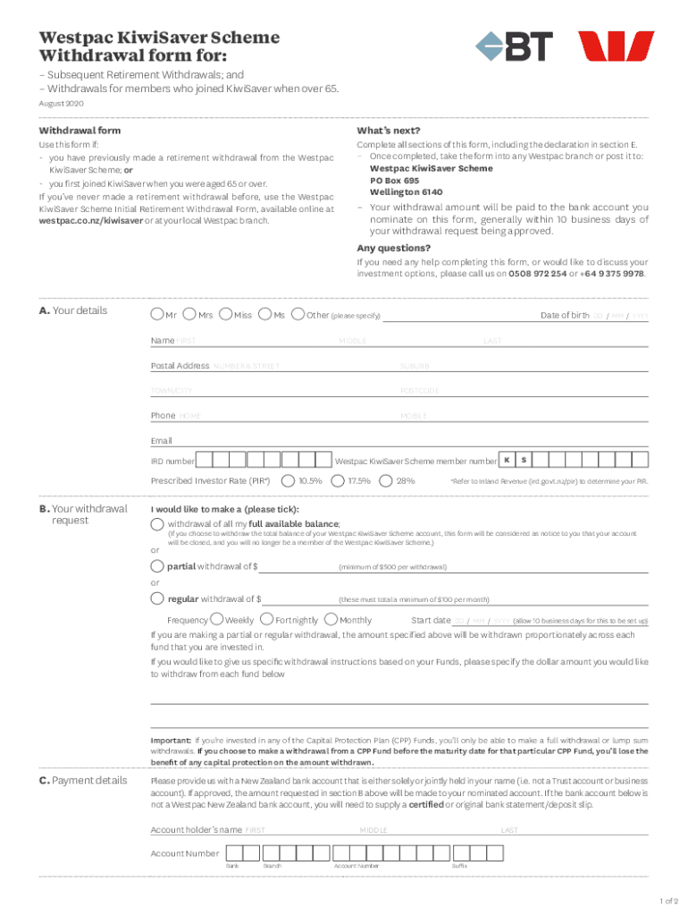 Www Lifestages Co Nzformslifestages KiwisaverLifestages KiwiSaver Scheme Subsequent Retirement Withdrawal